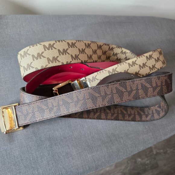 2-Pack - Women's Michael Kors Belts XL 44" Leather Black & Brown -Fair Condition - Picture 1 of 8